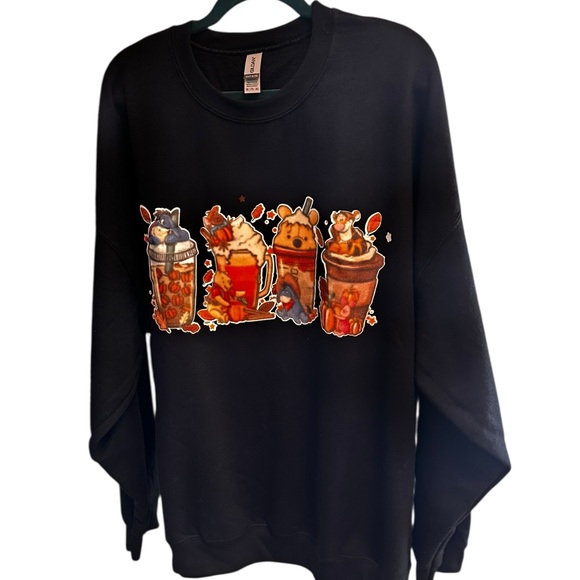 Gildan Black Crewneck Sweater with Autumn Cat Design - Picture 1 of 4